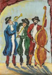 Emmanuel Mané-Katz, Trio of Musicians, Oil on artist board