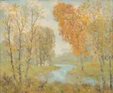 Paul Bettinger, Autumn Scene, Oil on canvas mounted on board