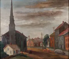 Morley Hicks, City View, Oil on board