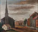 Morley Hicks, City View, Oil on board
