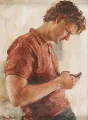 Lisa Mistiuk, Texting, Oil on canvas