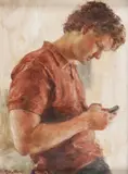 Lisa Mistiuk, Texting, Oil on canvas