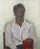 Sergei A. Antonuk, Portrait of a Foreign Student with Book by Lenin, Oil on board