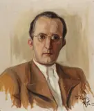 Tatiana Litse, Portrait of a Man with Glasses, Oil on canvas board