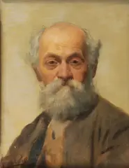 Ludwig Patek, Portrait of a Bearded Man, Oil on wood panel in ebonized Dutch frame