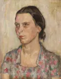 Wilhelm Schnitzler, Portrait of a Woman in a Floral Dress, Oil on canvas