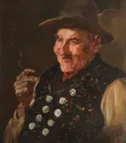 August Roseler, A Good Smoke, Oil on canvas