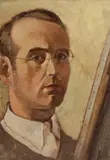 Continental School, Self Portrait of the Artist at his Easel, Oil on artist board