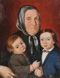 French School, A Family Portrait of a Grandmother and Grandchildren, Oil on canvas