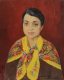 Claude-René Martin, Portrait of a Woman with a Brightly Colored Shawl, Oil on canvas