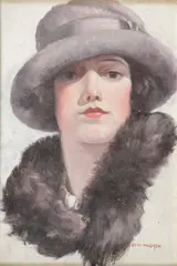 Otto Madsen, Young Woman with a Stole, Oil on board