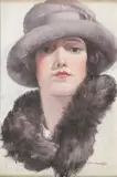Otto Madsen, Young Woman with a Stole, Oil on board