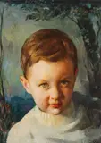 American School, Portrait of a Young Boy, Oil on Masonite