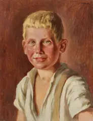 Portrait of a Young Boy by Karl Viktor Mayr, Oil on artist board, offered Dec 2025