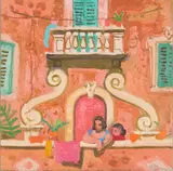 Leon Morrocco, CONVERSATION, ROME, oil on board