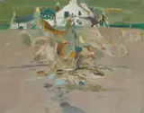 David McClure, NETS & HOUSES, oil on canvas