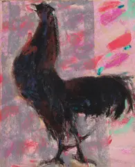 Robin Philipson, COCK CROWING, pastel
