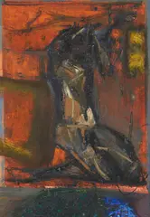 Robin Philipson, THE STONING II, oil on paper laid on canvas