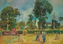 William Crosbie, HARVEST, NORFOLK, oil on canvasboard