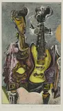 John Byrne, CLASSICAL BUST/SOLID GUITAR, Black and Golden Yellow (touch of white in the yellow)’ in pencil to right-hand edge