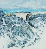 Frances Macdonald, SEA PINKS ON SKERRIES, oil on canvas
