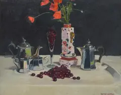 Norman Kirkham, THE GLASS OF CHERRIES, oil on canvas