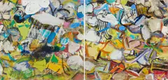 Duncan Shanks, DIPTYCH, oil and mixed media on two pieces of card