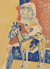 Robert Colquhoun, WOMAN AND GOAT, 1948, Lithograph