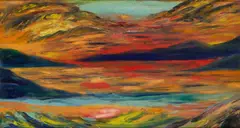 Donald Bain, SUNSET IN THE WEST HIGHLANDS, 1941, oil on board
