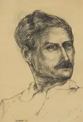 John Bellany, PORTRAIT OF A FRIEND OF THE ARTIST, 1963, charcoal on buff paper