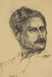 John Bellany, PORTRAIT OF A FRIEND OF THE ARTIST, 1963, charcoal on buff paper
