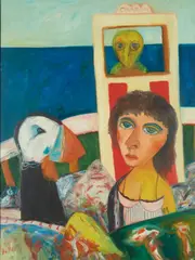 John Bellany, CHARON (WOMAN & PUFFIN), oil on canvas