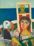 John Bellany, CHARON (WOMAN & PUFFIN), oil on canvas