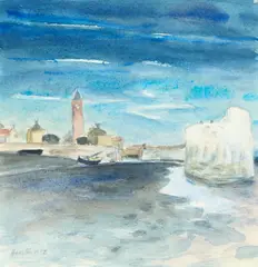 John Houston, LOW TIDE, WEST WEMYSS, 1952, pencil and watercolour
