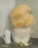 Imants Vecozols, PUMPKIN ON BOWL, 1990, oil on canvas