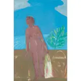 Elizabeth Blackadder, BATHER WITH TOWEL, 1967, oil on board