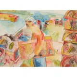 John Bellany, FIGURE AT EYEMOUTH, watercolour and charcoal on paper