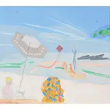 David Michie, SUNSHADE AND BEACH, oil on canvas