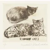 Elizabeth Blackadder, ROMAN CATS (ALLAN 76), 1995, Drypoint etching on Zerkall paper, A/P, aside from the edition of 20