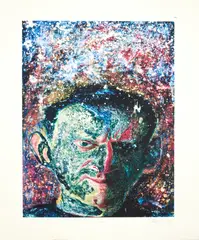 PORTRAIT OF JAMES KELMAN (DESIGN FOR CANONGATE) by John Byrne, 2001, Lithograph, 75/100, sold Jan 2026