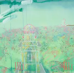 Oleg Tistol, PROJECT, ST BASIL'S CATHEDRAL (BASIL THE BLESSED), 1989, mixed media on paper