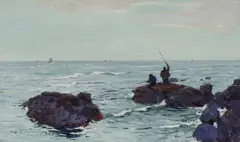 Robert McGowan Coventry, FISHING OFF THE ROCKS, oil on canvas
