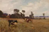 Joseph Milne, CATTLE GRAZING NEAR CAMBUSKENNETH, oil on board