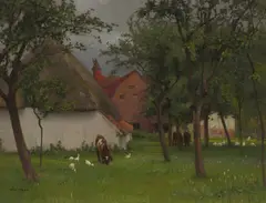 Alexander Mann, ORCHARD AT BLEWBERRY, oil on canvas