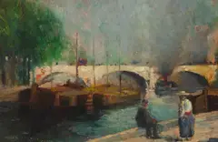 Alexander (Alec) Coutts Fraser, ON THE SEINE, oil on panel