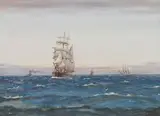 Patrick Downie, A BRIGANTINE IN A BREEZE-OFF, FIRTH OF CLYDE, gouache