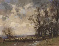William Bradley Lamond, MOVING THE FLOCK, oil on canvas