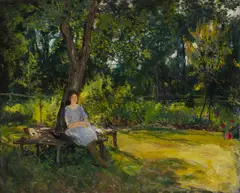 Alexander Jamieson, BIDDY IN THE GARDEN, oil on canvas