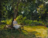 Alexander Jamieson, BIDDY IN THE GARDEN, oil on canvas