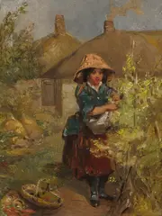 James Cassie, THE YOUNG GARDENER, Oil on board